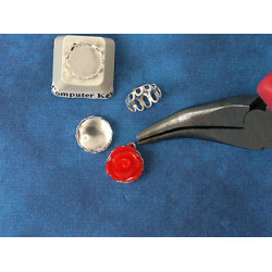 10mm Filigree edge bezel setting, silver plate, bag of 20