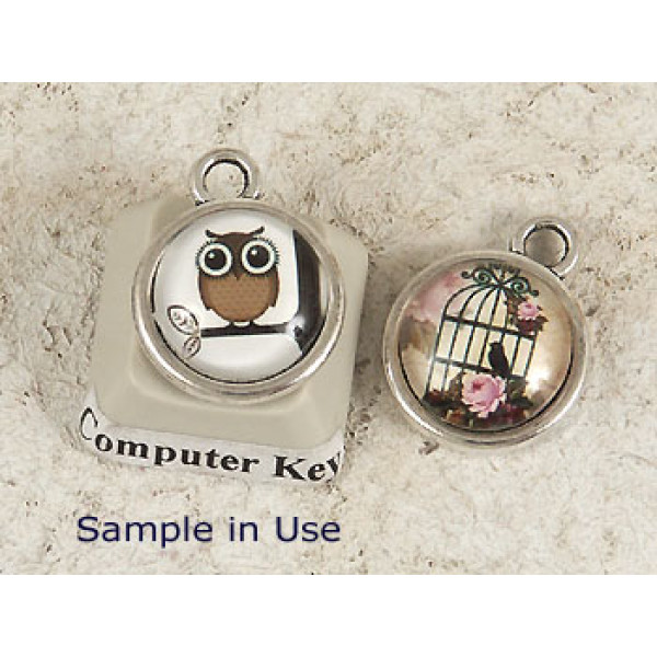 12mm round double sided base, Antique Silver plated