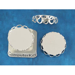 15mm Filigree edge bezel setting, silver plate