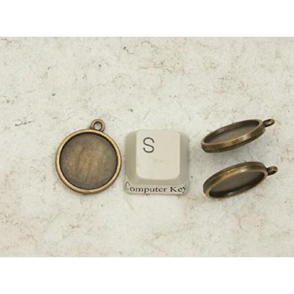 LAST ONES: 16mm round double sided base, antiqued bronze