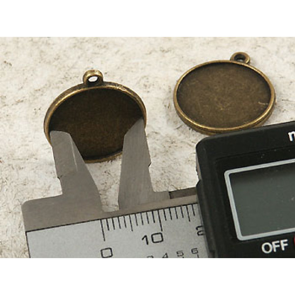CLEARANCE! 17mm round double sided base, Antique Bronze plated