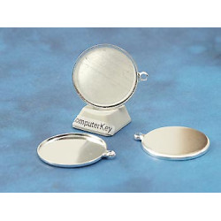 SECONDS 25mm Bezel setting, smooth edge round tray with loop, silver plate