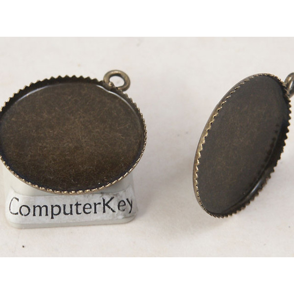 SECONDS 25mm Bezel setting, round tray with loop, antique bronze
