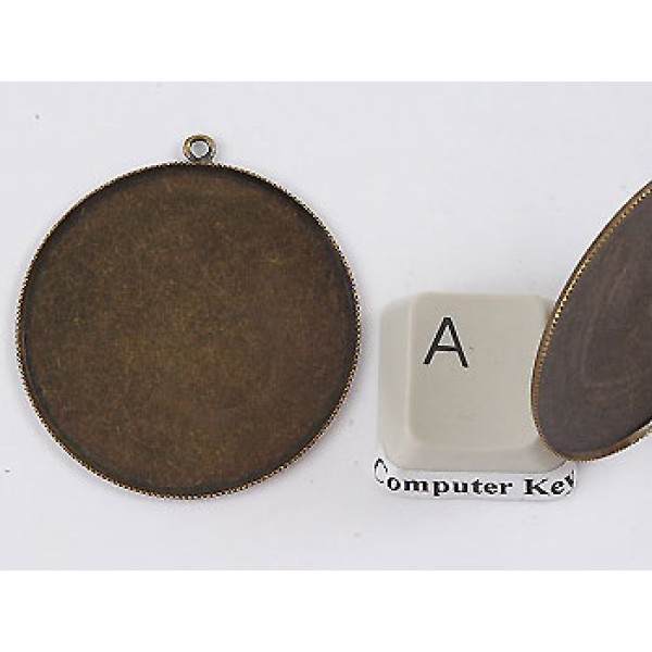 SECONDS 30mm Cabochon bezel setting, round, 1 small loop, antique bronze