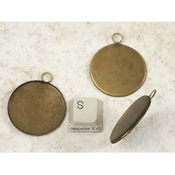 30mm Cabochon bezel setting, round, 1 loop, antique bronze, each