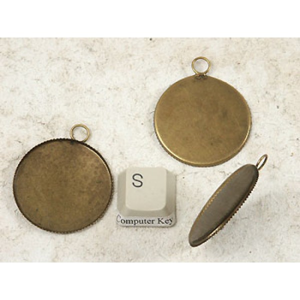 30mm Cabochon bezel setting, round, 1 loop, antique bronze, each