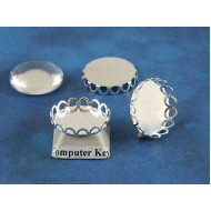 18mm Filigree edge bezel setting, silver plate