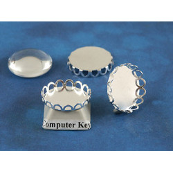 18mm Filigree edge bezel setting, silver plate