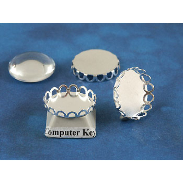 18mm Filigree edge bezel setting, silver plate