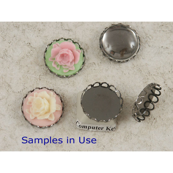18mm Filigree edge bezel setting, black plate