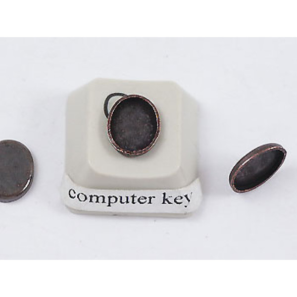8x6mm Cabochon bezel setting, oval tray, antiqued copper, bag of 50