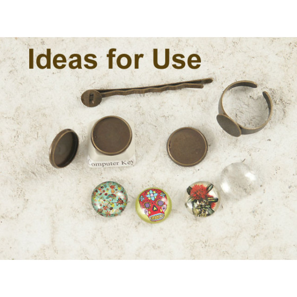 BULK PACK 100, 14mm plain round bezel settings, antiqued brass