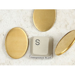 25x18mm Bezel setting, serrated edge oval tray, raw brass, 20 pieces