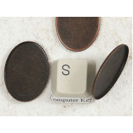 25x18mm Bezel setting, plain oval tray, antiqued copper, each