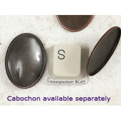 25x18mm Bezel setting, plain oval tray, antiqued copper, each