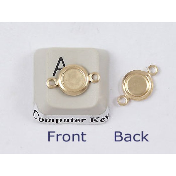 5mm Cabochon bezel setting, round, brass, 2 loops