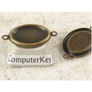 14x10mm Cabochon bezel setting, oval, ant. bronze, 2 Loops, each