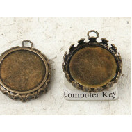 CLEARANCE: 19mm round Crown edge setting, ant. bronze