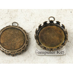 CLEARANCE: 19mm round Crown edge setting, ant. bronze