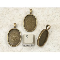 25x18mm Oval pendant setting bezel frame, ant bronze