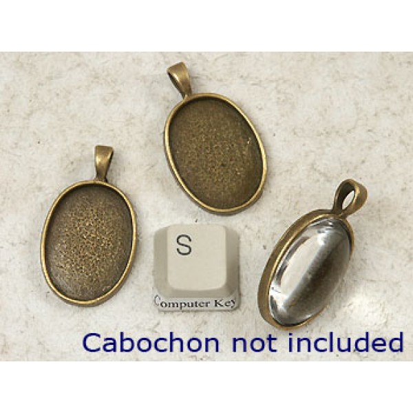 25x18mm Oval pendant setting bezel frame, ant bronze