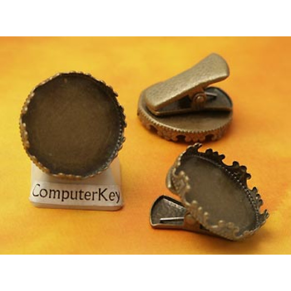 20mm Crown edge setting with alligator clip, ant. bronze