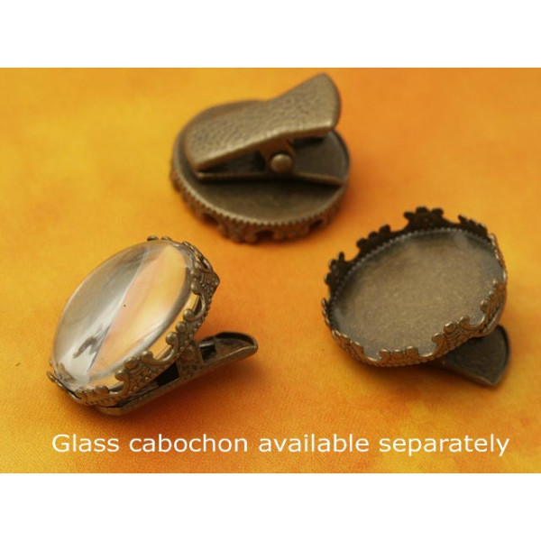 20mm Crown edge setting with alligator clip, ant. bronze