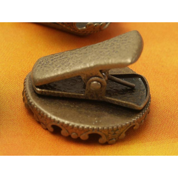20mm Crown edge setting with alligator clip, ant. bronze