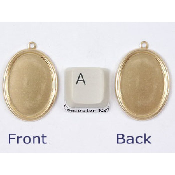 25x18mm Bezel setting,  oval, brass, 1 Loop