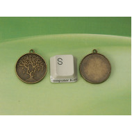 20mm Tree bezel setting, round, antiqued bronze