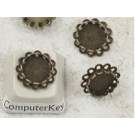 BULK PACK 100, 8mm Bronze double Flower Pad bezel, charm size