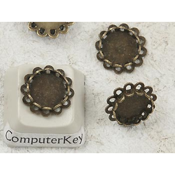 BULK PACK 100, 8mm Bronze double Flower Pad bezel, charm size