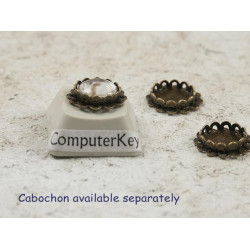 8mm Bronze double Flower Pad bezel, charm size