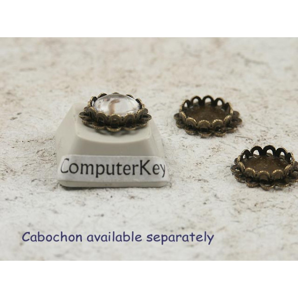 BULK PACK 100, 8mm Bronze double Flower Pad bezel, charm size