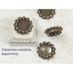 BULK PACK 100, 8mm Bronze double Flower Pad bezel, charm size