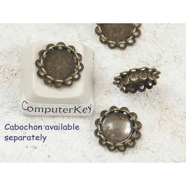 BULK PACK 100, 8mm Bronze double Flower Pad bezel, charm size