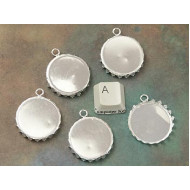 SECONDS 25mm round bezel setting, Crown edge, silver plate, pack of 20