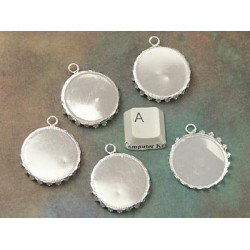 SECONDS 25mm round bezel setting, Crown edge, silver plate, pack of 20