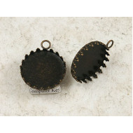 25mm round bezel setting, Crown edge, ant. bronze