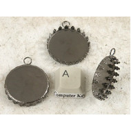 SECONDS 25mm round bezel setting, Crown edge, black, per 20