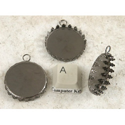 SECONDS 25mm round bezel setting, Crown edge, black, per 20