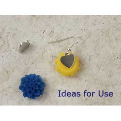 9mm tiny sweet-heart silver plate disc