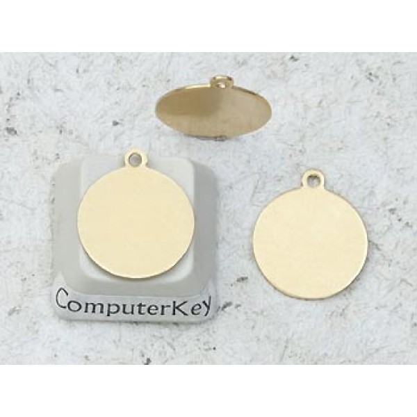 13mm round raw brass disc, one loop