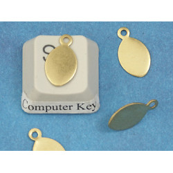 13x7mm Oval raw brass Tag, each