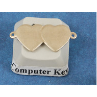 18x9.5mm, Twin Hearts Connector, brass