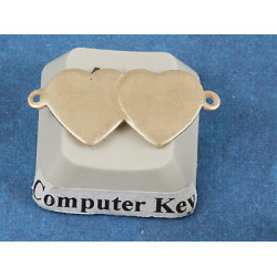 18x9.5mm, Twin Hearts Connector, brass