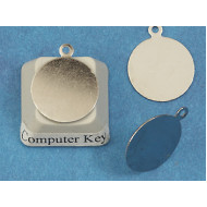 14mm round disc, nickel colour, one loop