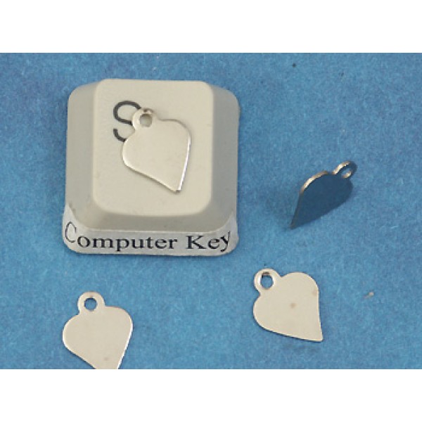 7mm curvey sweet-heart, nickel colour, one loop, bag of 50