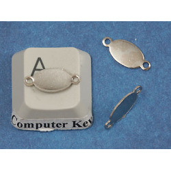 8x5mm oval disc, nickel colour, two loops