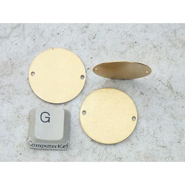 25mm round disc, Brass, two holes